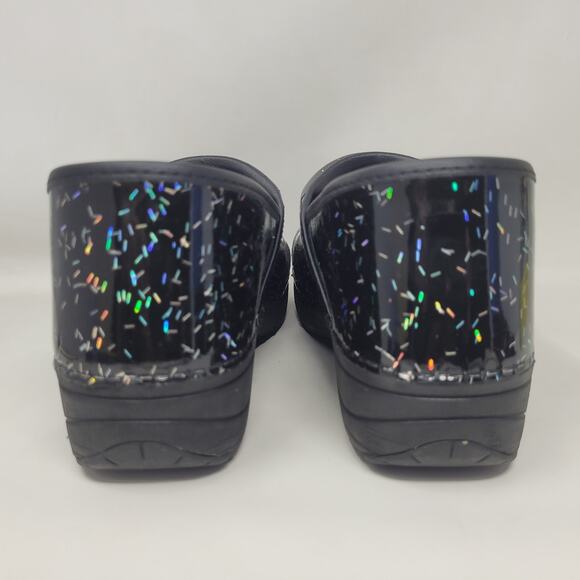 Dansko Clogs Womens EU41 US11 Mules XP 2.0 Patent Rainbow Flecks Black Slip On - Picture 9 of 16